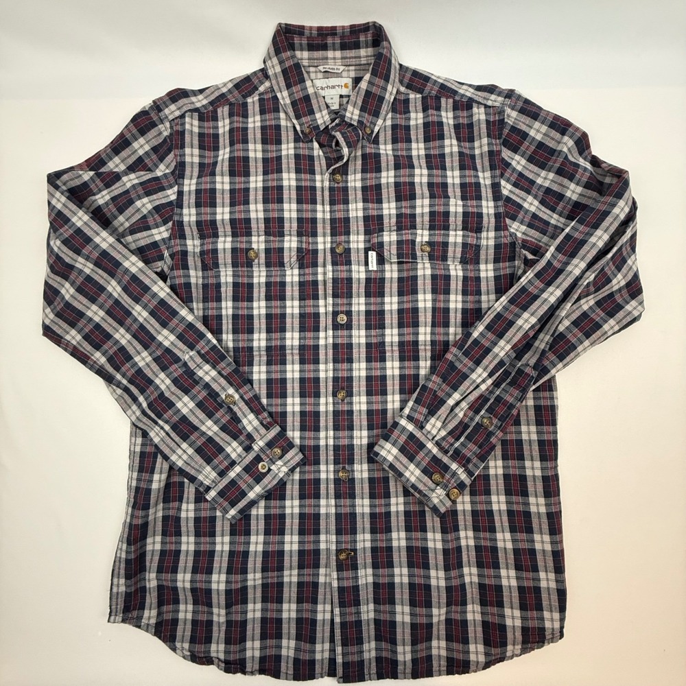 Carhartt Mens Relaxed Fit Plaid Long‎ Sleeve Button Down Shirt M Made in India
